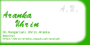 aranka uhrin business card